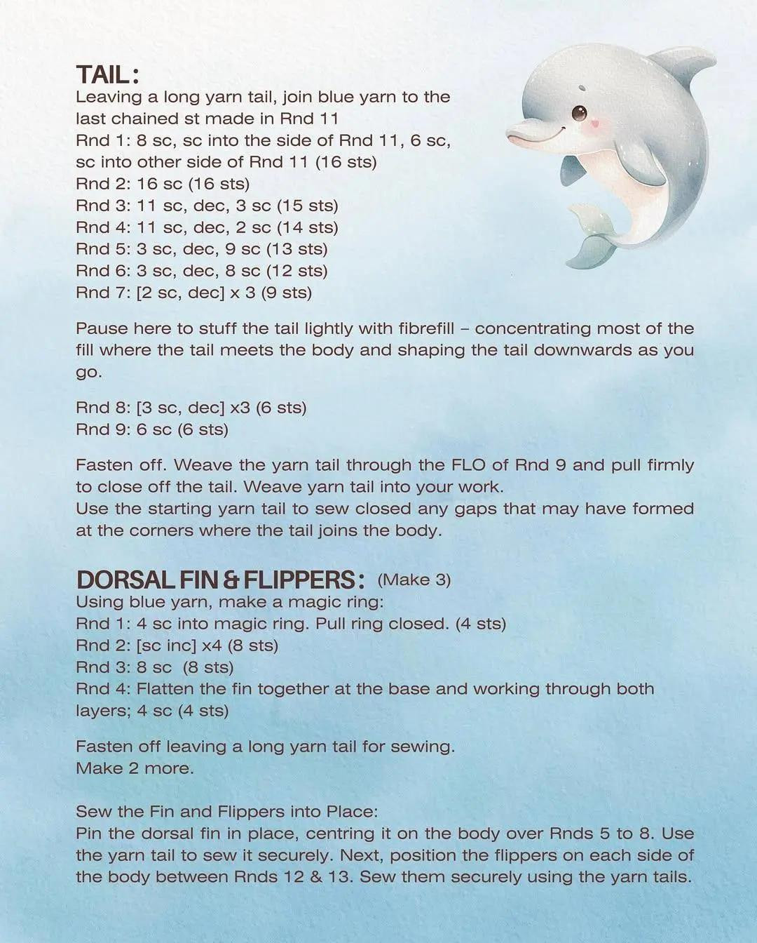free crochet pattern chubby baby dolphin