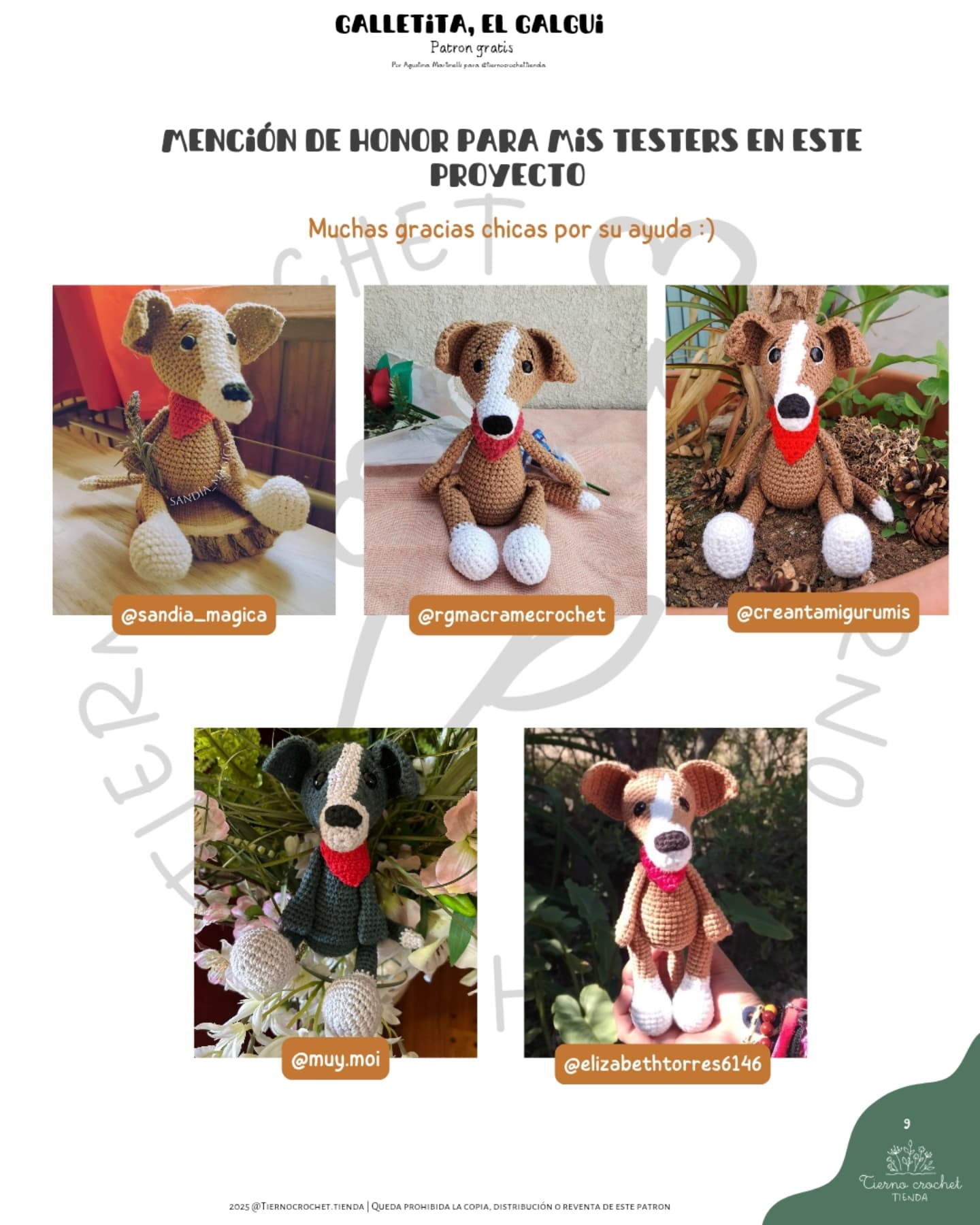 Galletita, el Galguí: Patrón de amigurumi gratis