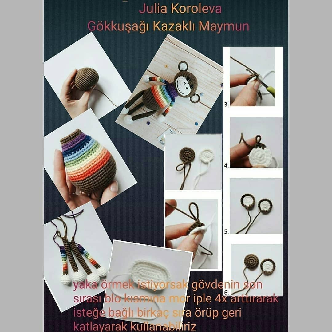Gökkuşağı Kazaklı Maymun Amigurumi Örneği