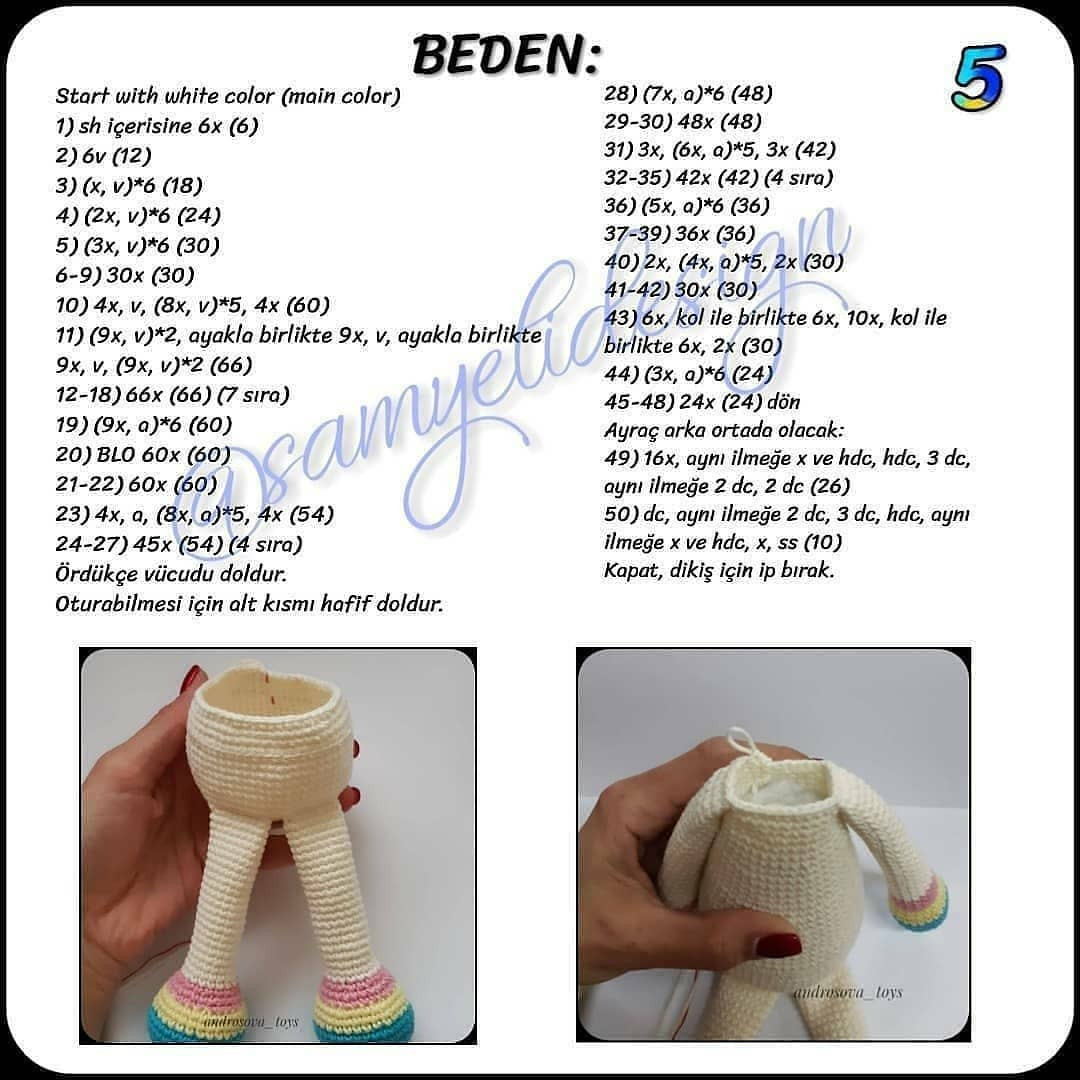 Gökkuşağı Unicorn Amigurumi: Ücretsiz Tığ işi Şeması