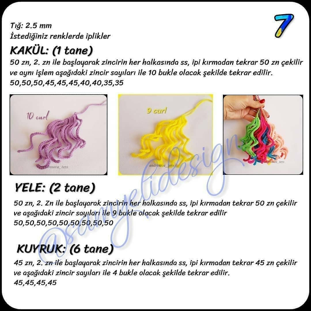 Gökkuşağı Unicorn Amigurumi: Ücretsiz Tığ işi Şeması