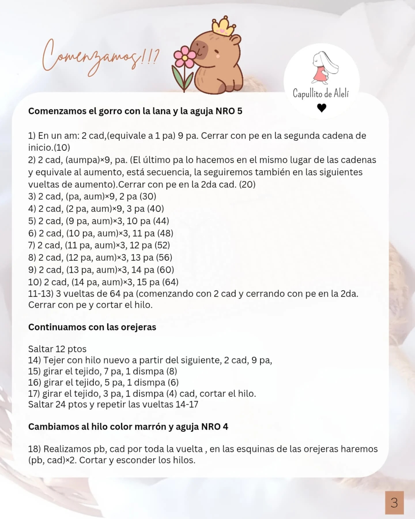 Gorro Capibara: Patrón de Crochet Gratis