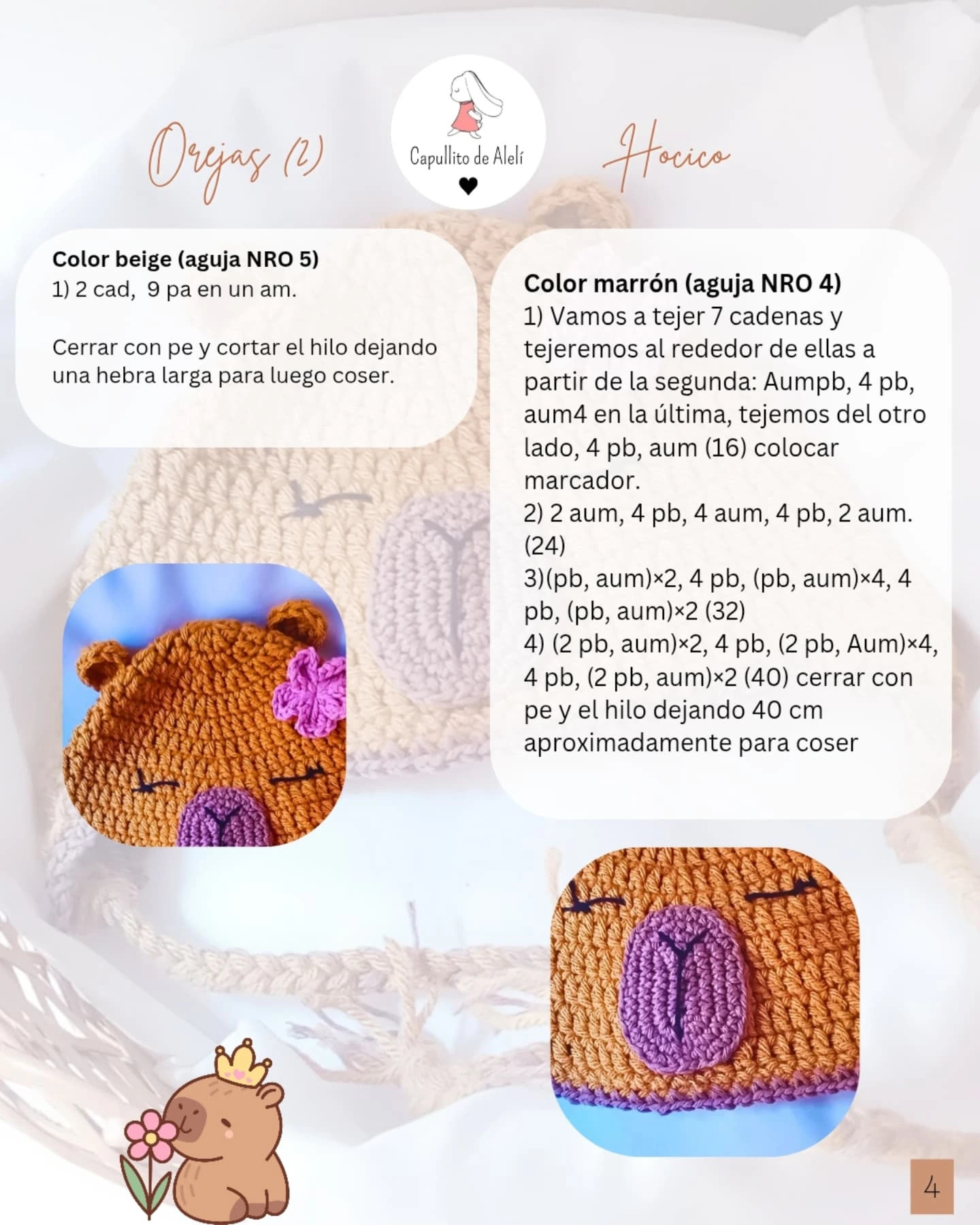 Gorro Capibara: Patrón de Crochet Gratis