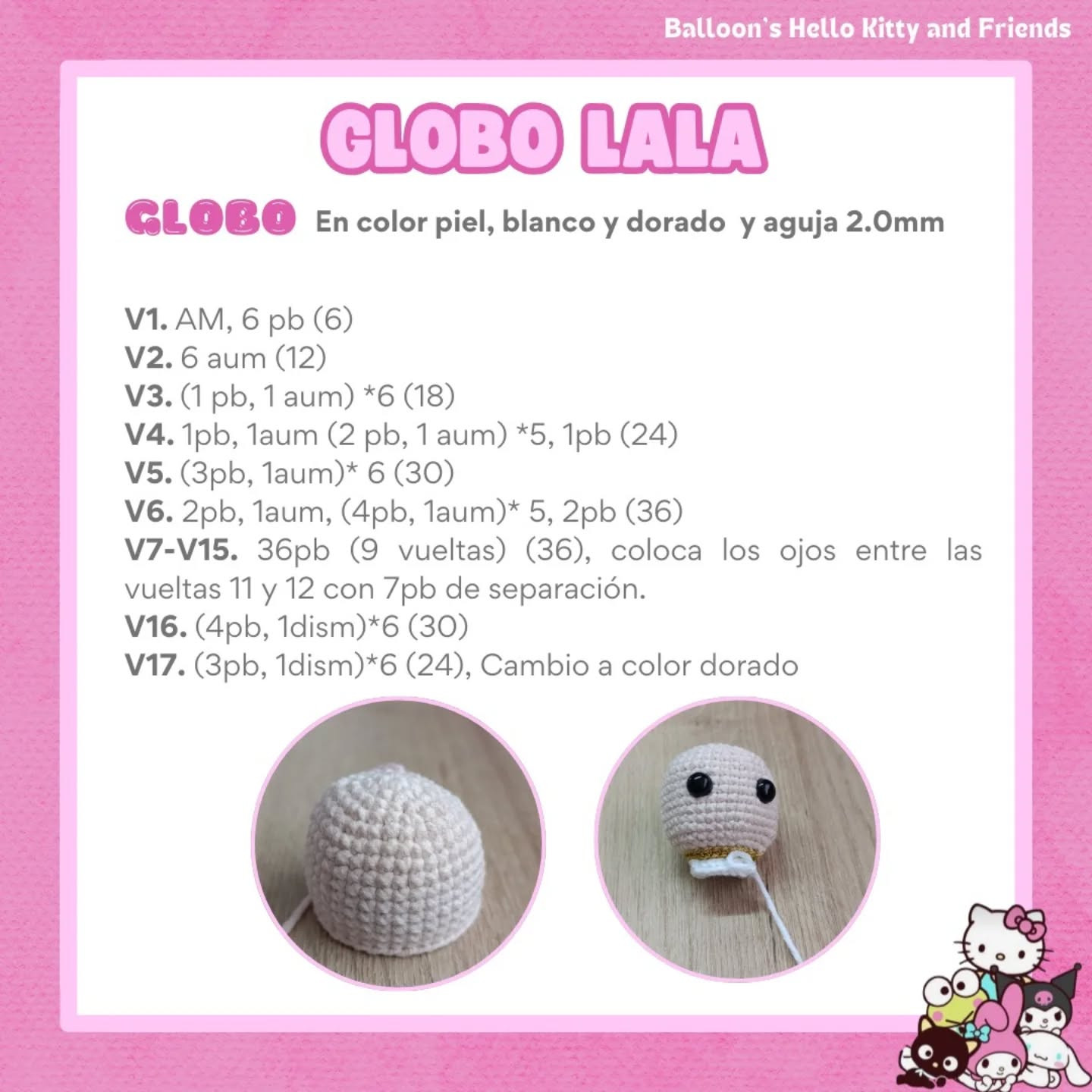 Gráfico Amigurumi: Lala Balloon Hello Kitty