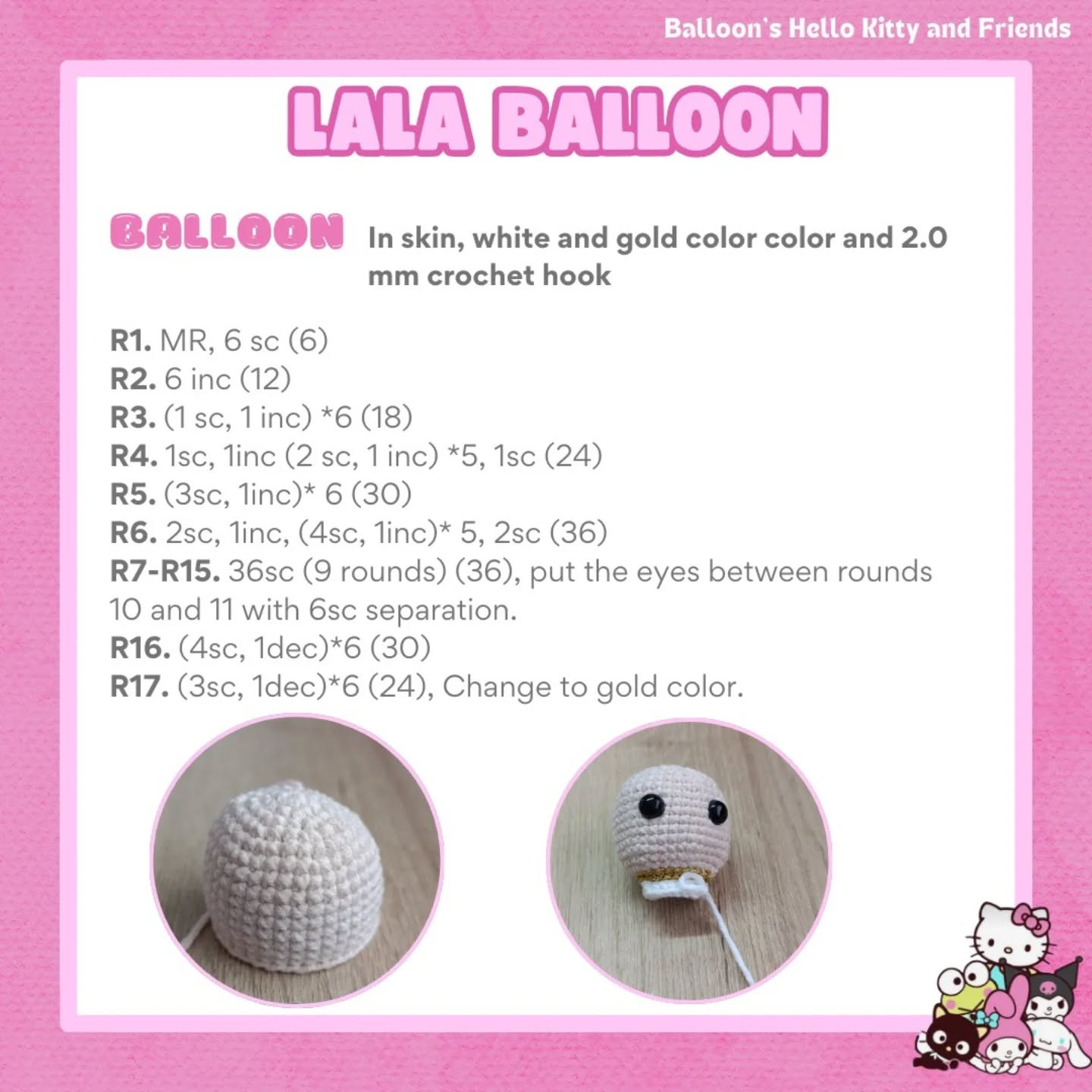 Gráfico Amigurumi: Lala Balloon Hello Kitty