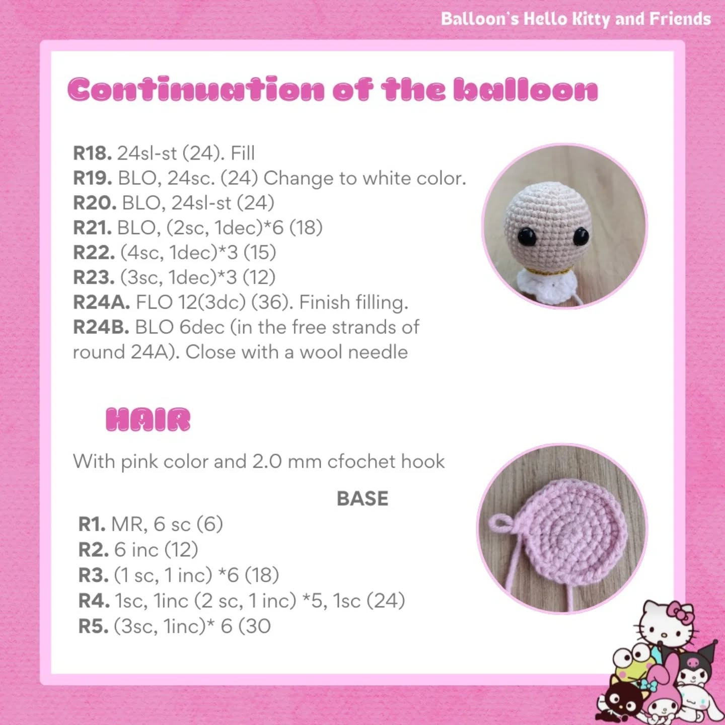 Gráfico Amigurumi: Lala Balloon Hello Kitty