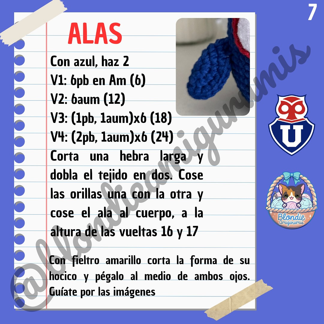 Gráfico Amigurumi: Lechuza "Chuncho" de la Universidad de Chile