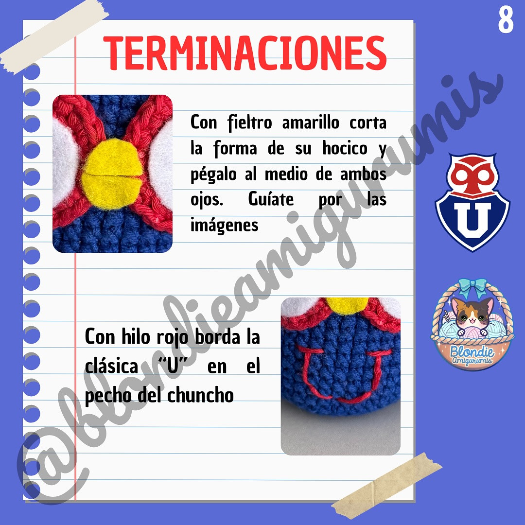Gráfico Amigurumi: Lechuza "Chuncho" de la Universidad de Chile