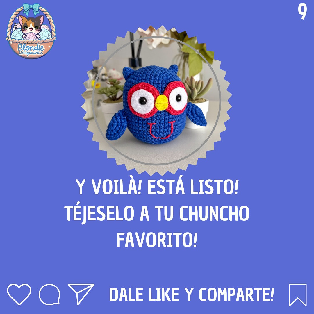 Gráfico Amigurumi: Lechuza "Chuncho" de la Universidad de Chile