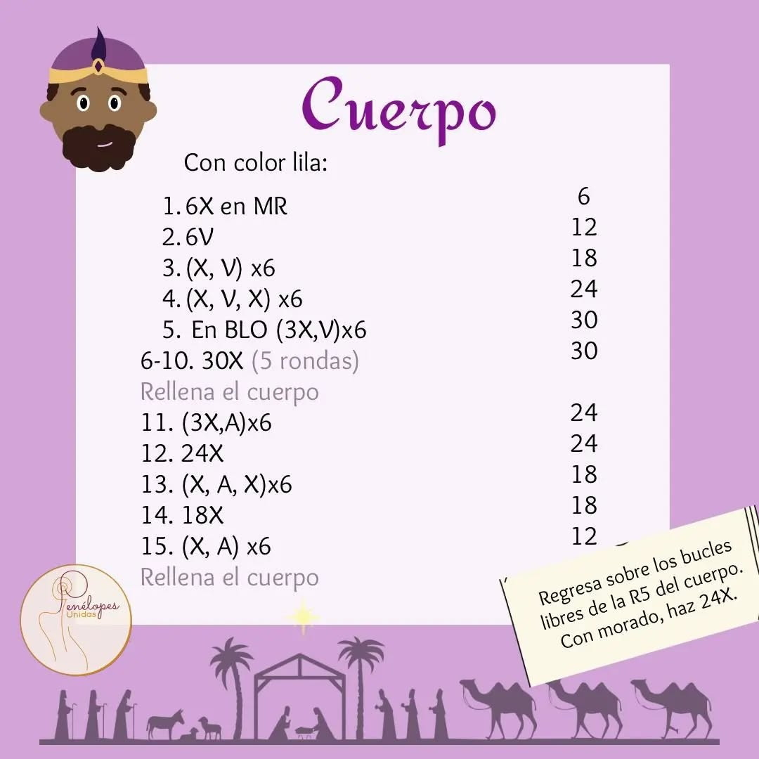 Gráfico de Amigurumi: Baltasar, el Rey Mago