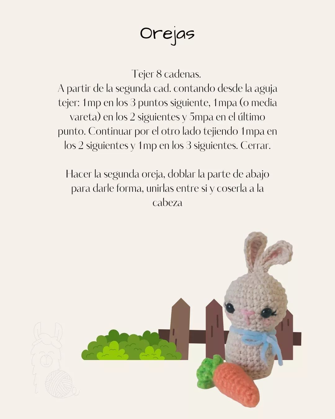 Gráfico de Amigurumi: Conejito con Zanahoria