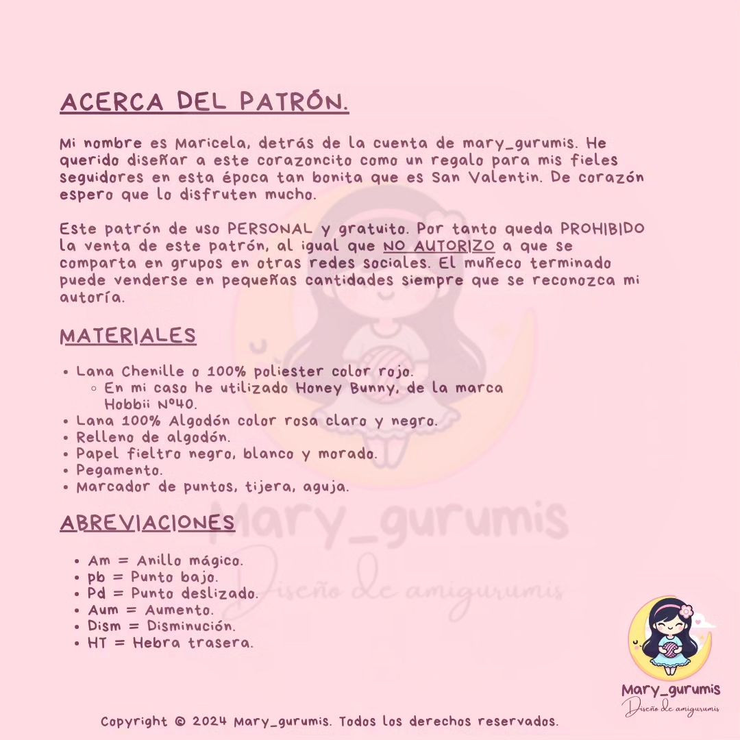 Gráfico de amigurumi: Corazón de algodón gratis