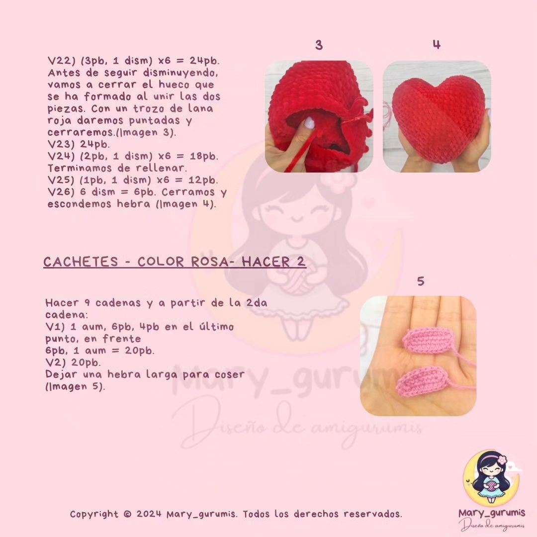 Gráfico de amigurumi: Corazón de algodón gratis