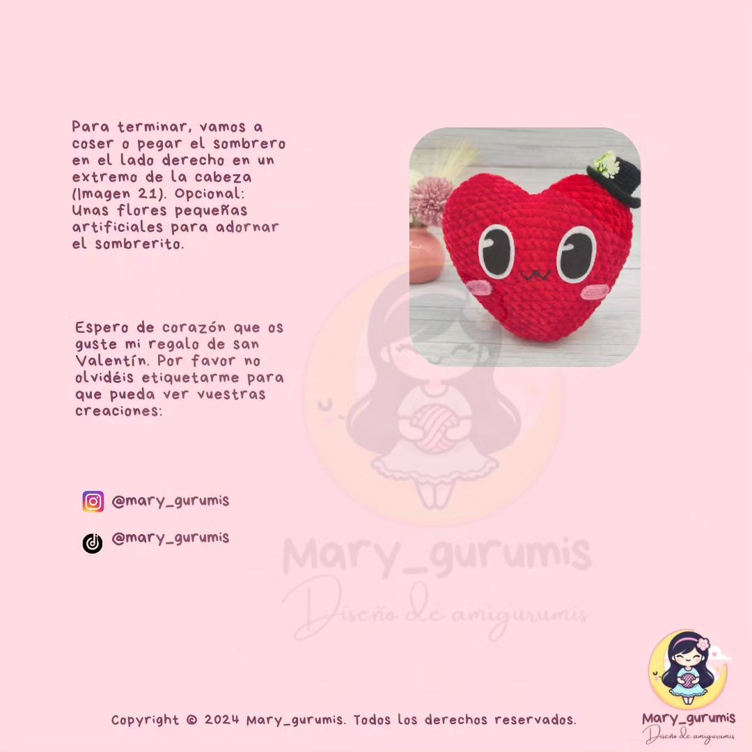 Gráfico de amigurumi: Corazón de algodón gratis