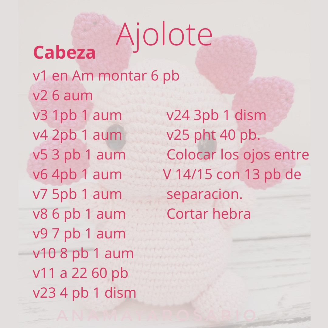 Gráfico de amigurumi de axolotl rosa