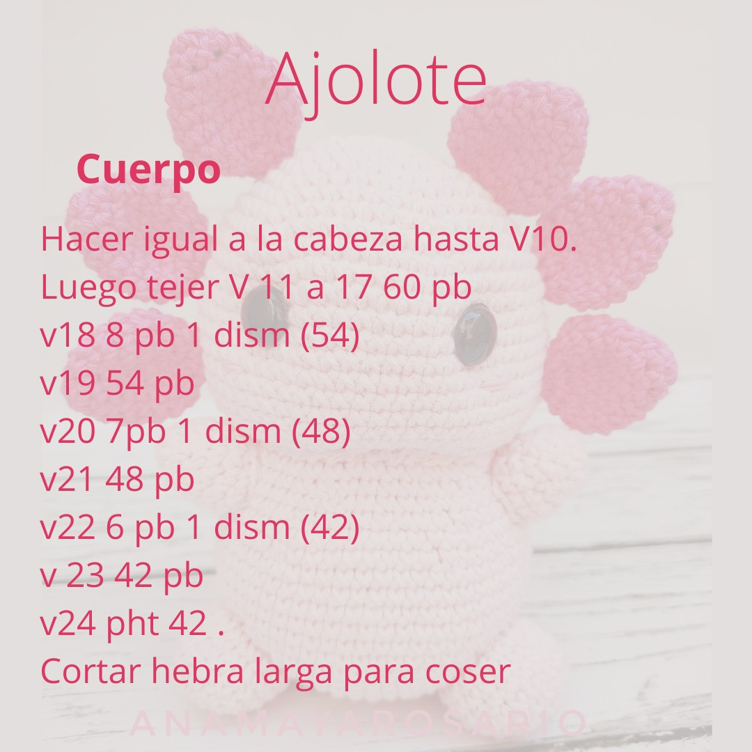 Gráfico de amigurumi de axolotl rosa