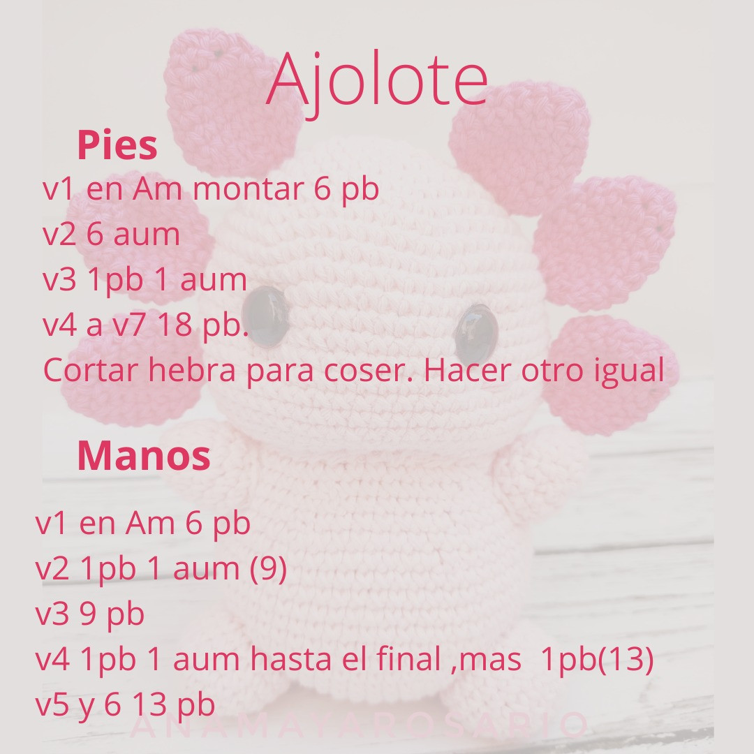 Gráfico de amigurumi de axolotl rosa