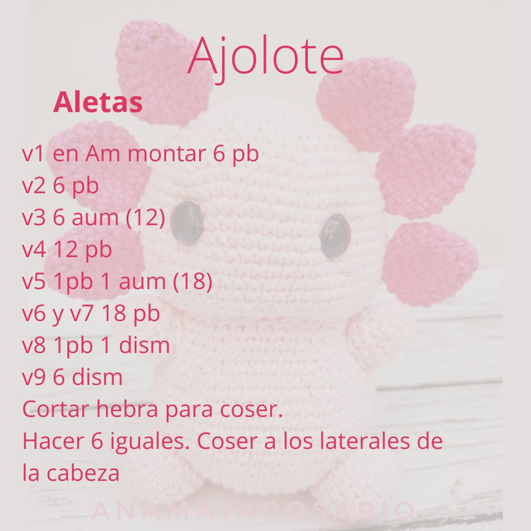 Gráfico de amigurumi de axolotl rosa