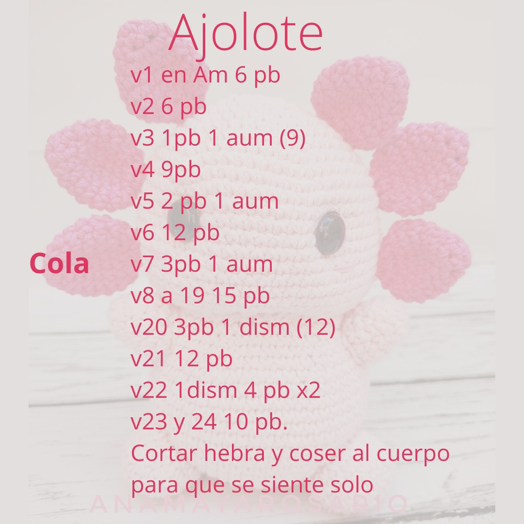 Gráfico de amigurumi de axolotl rosa
