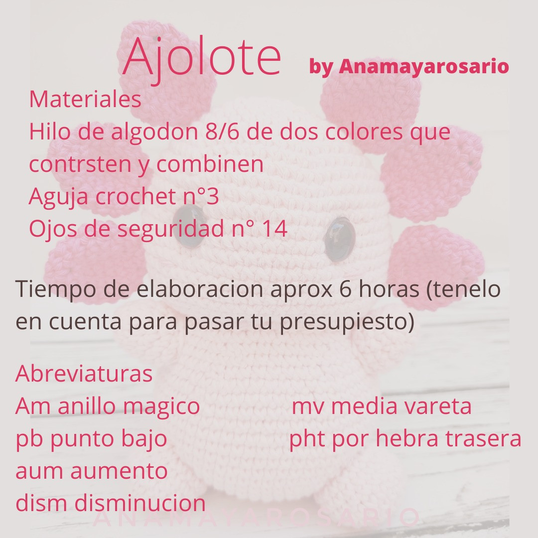 Gráfico de amigurumi de axolotl rosa