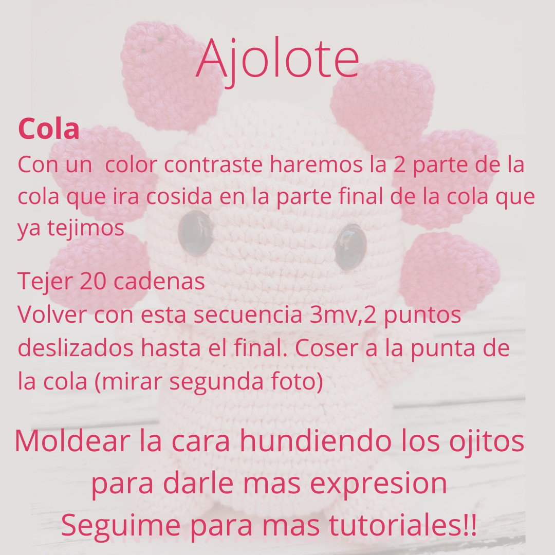 Gráfico de amigurumi de axolotl rosa