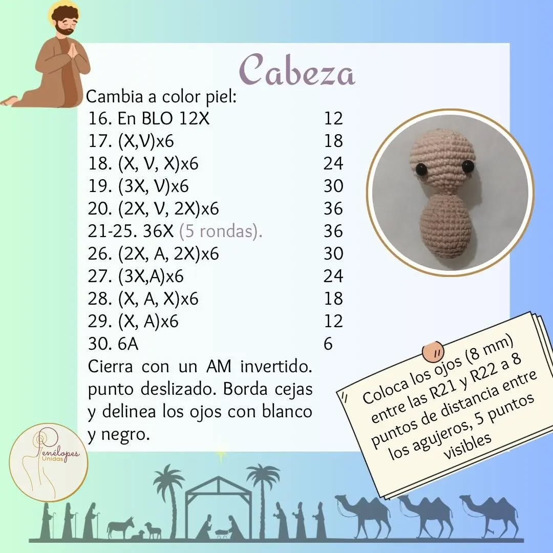 Gráfico de amigurumi de José para Navidad