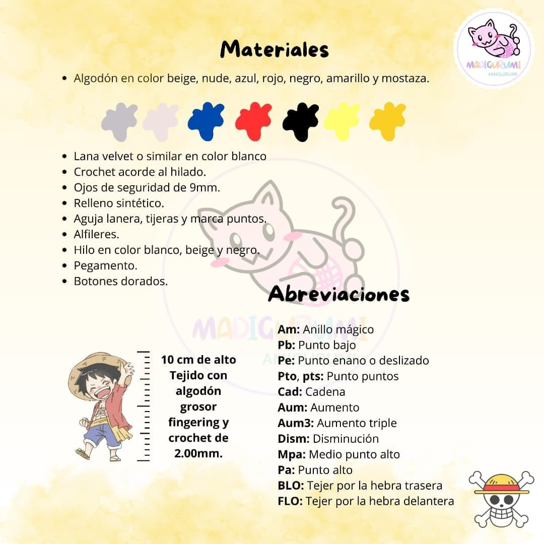 Gráfico de Amigurumi de Luffy