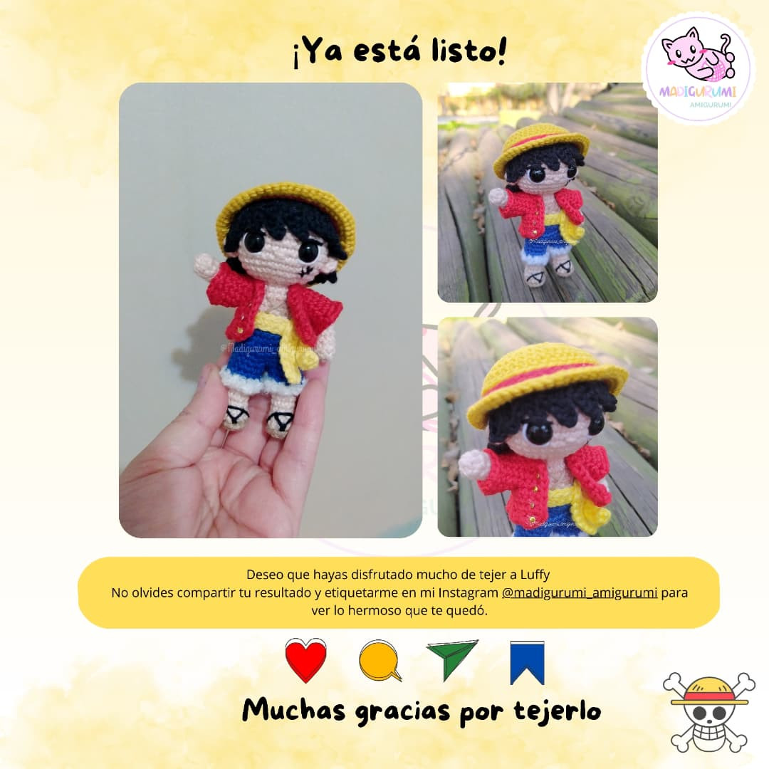Gráfico de Amigurumi de Luffy