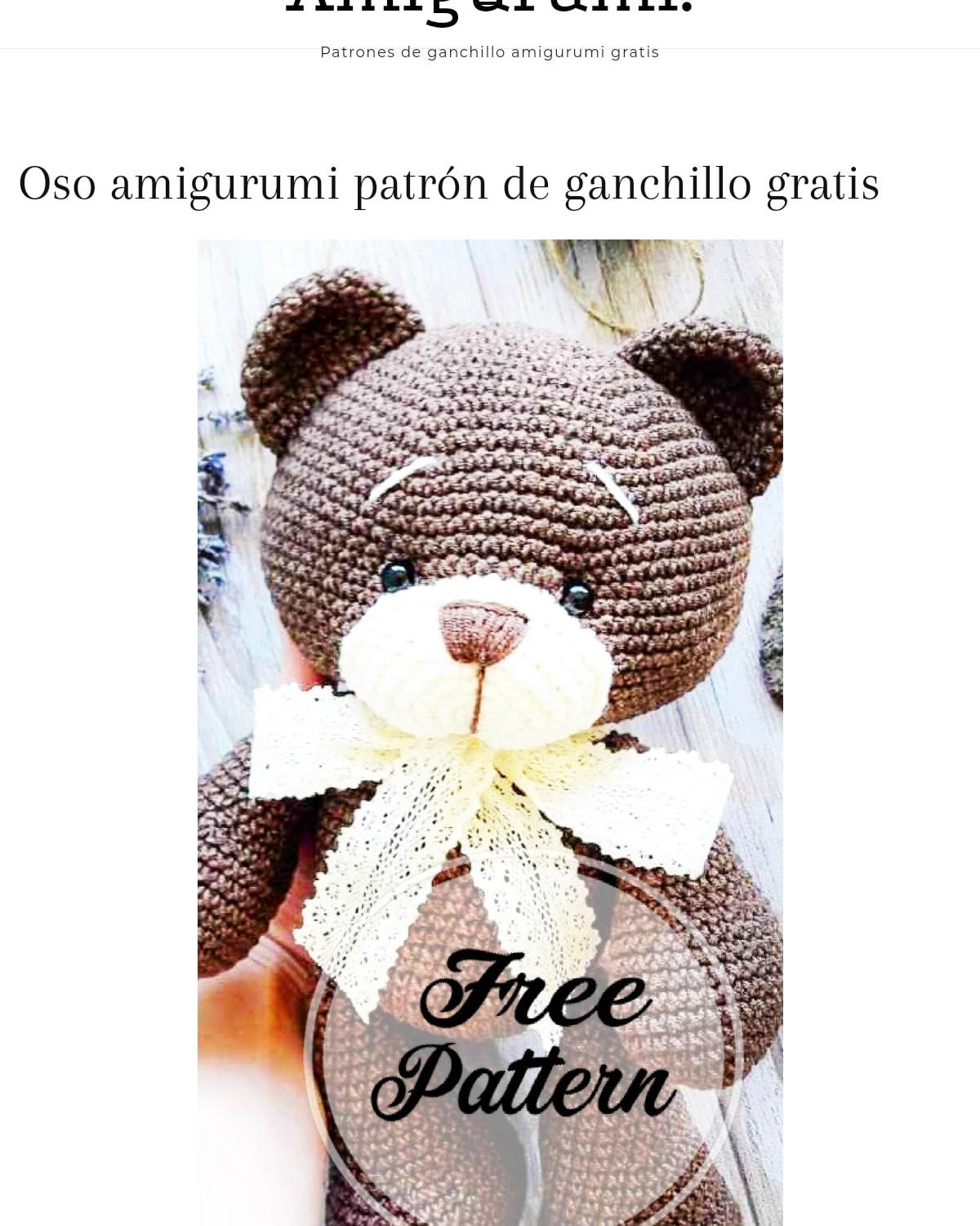 Gráfico de Amigurumi de Oso: Patrón Gratis