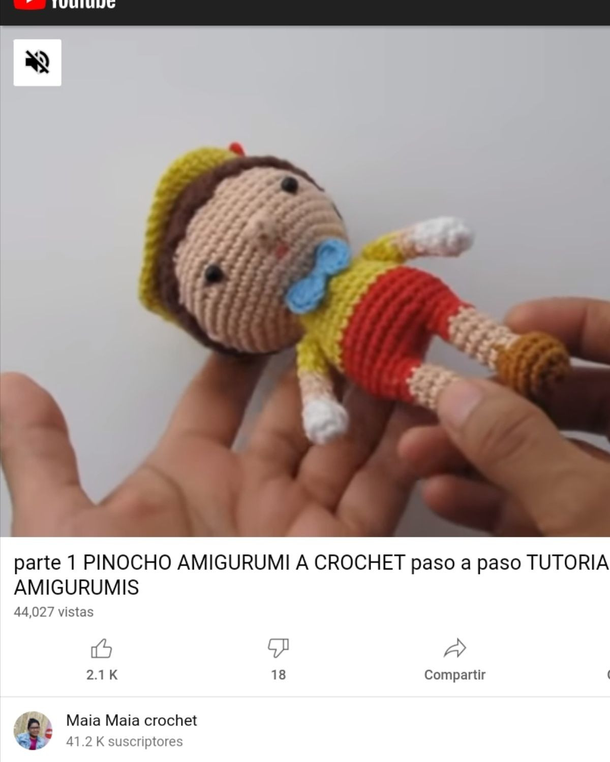 Gráfico de amigurumi de Pinocho tejido a crochet