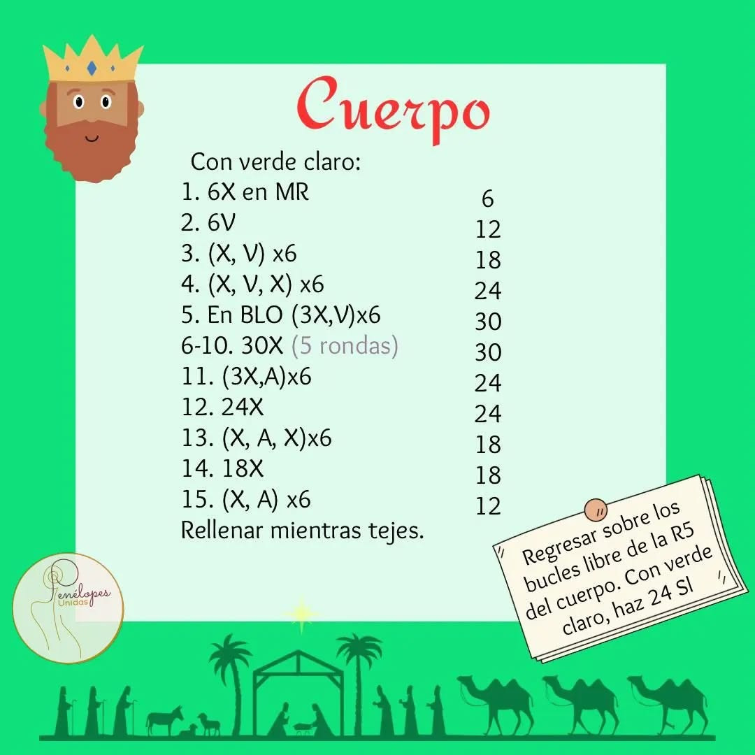 Gráfico de amigurumi: Gaspar, el rey mago.