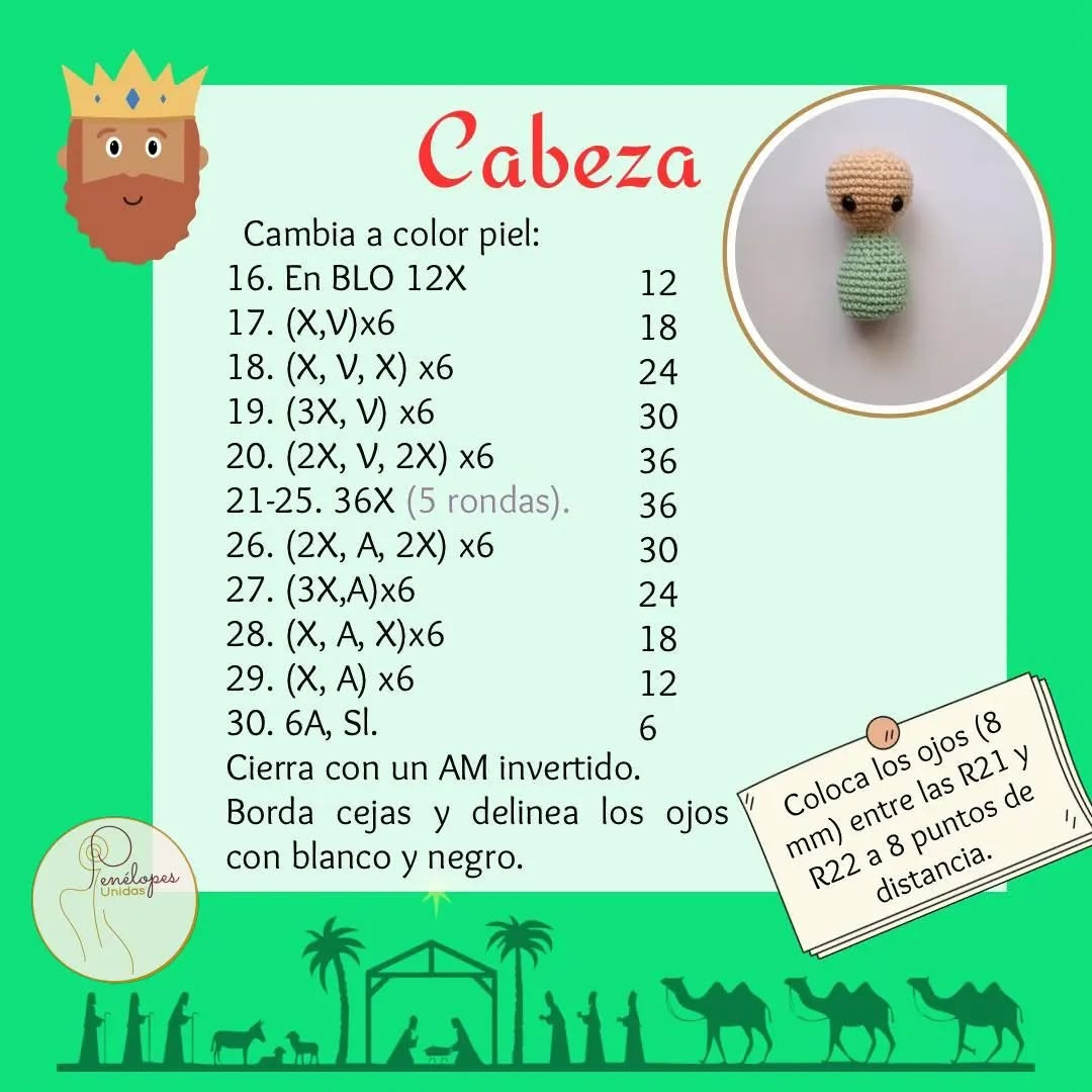Gráfico de amigurumi: Gaspar, el rey mago.
