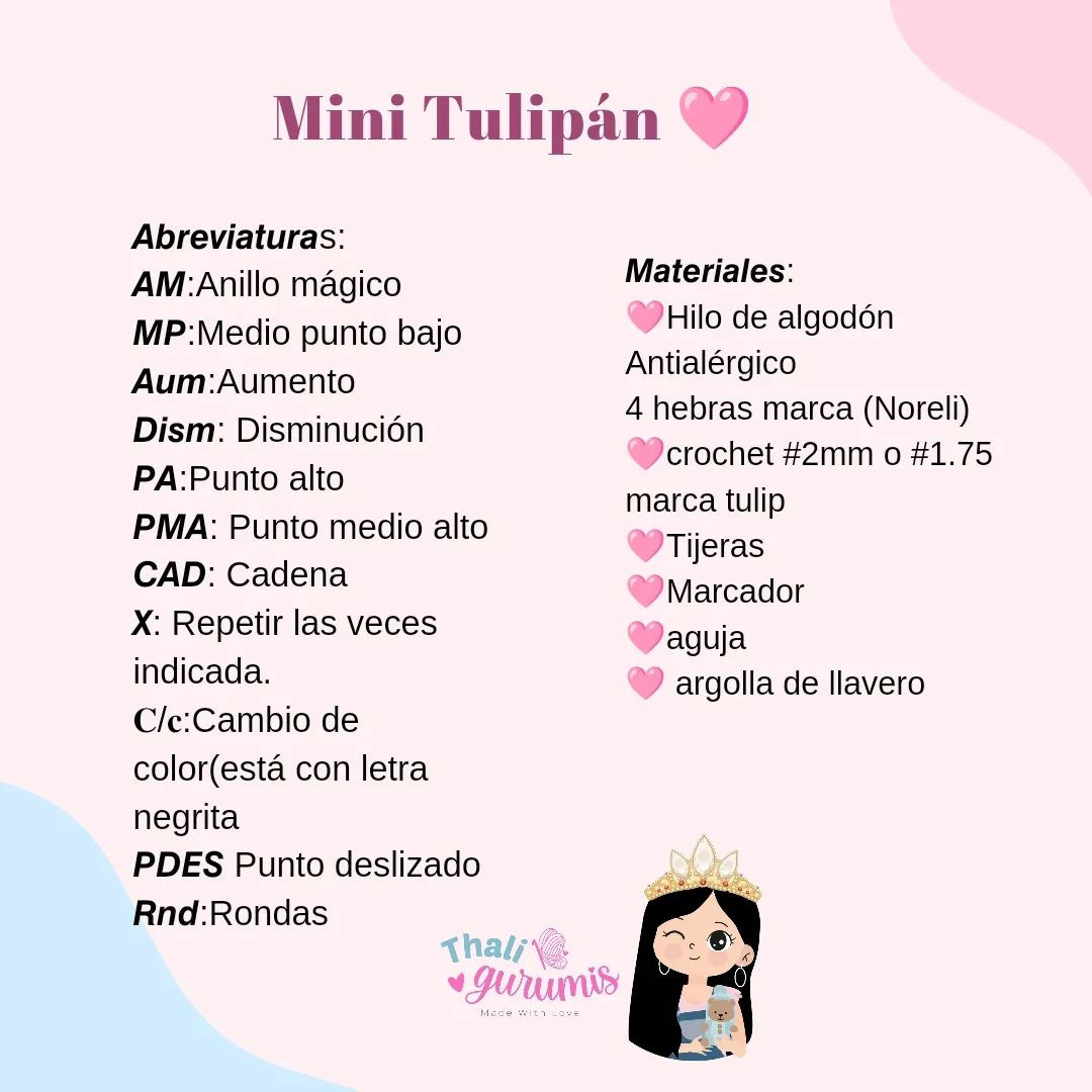 Gráfico de amigurumi: Mini Tulipán con corazón