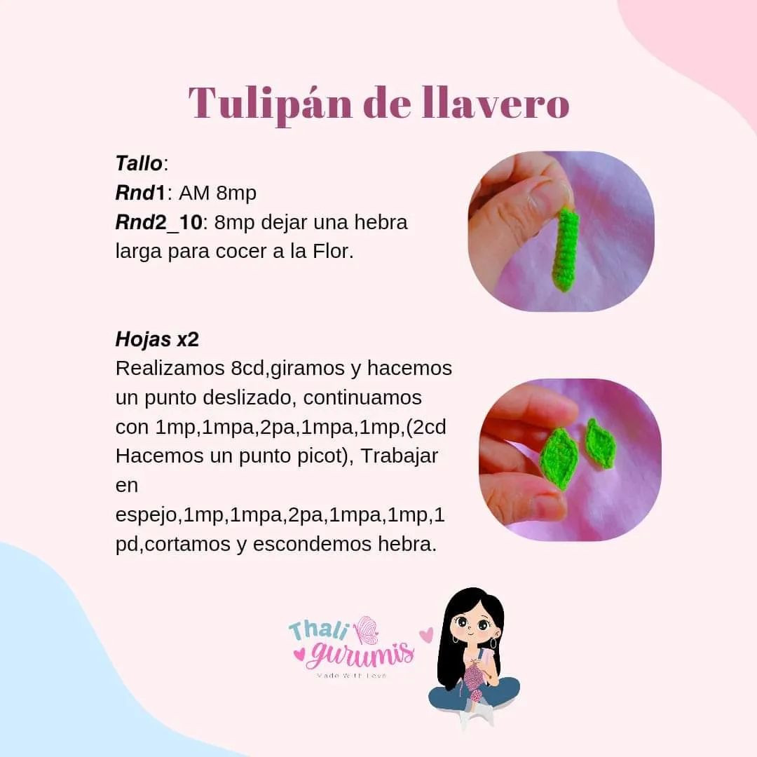 Gráfico de amigurumi: Mini Tulipán con corazón