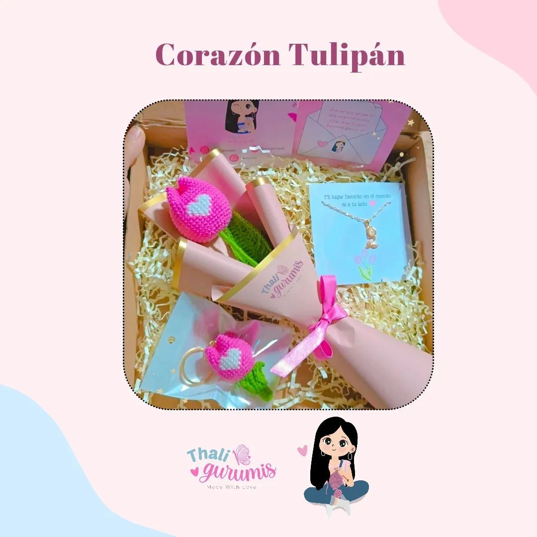 Gráfico de amigurumi: Mini Tulipán con corazón