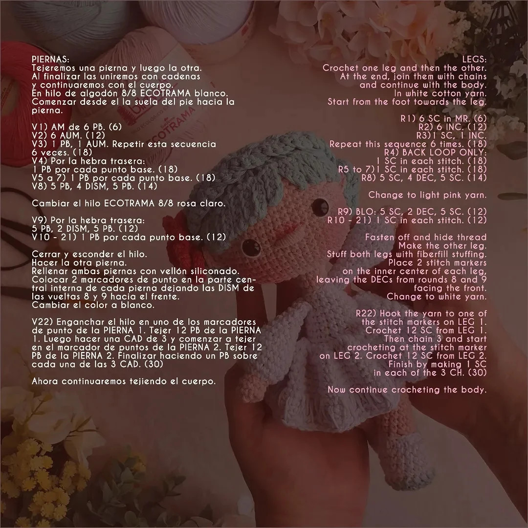Gráfico de amigurumi: Muñeca tierna a crochet