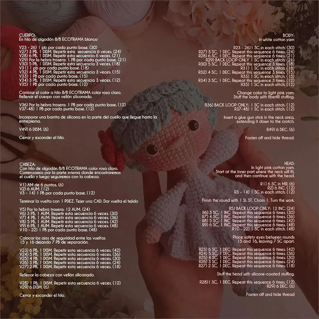 Gráfico de amigurumi: Muñeca tierna a crochet