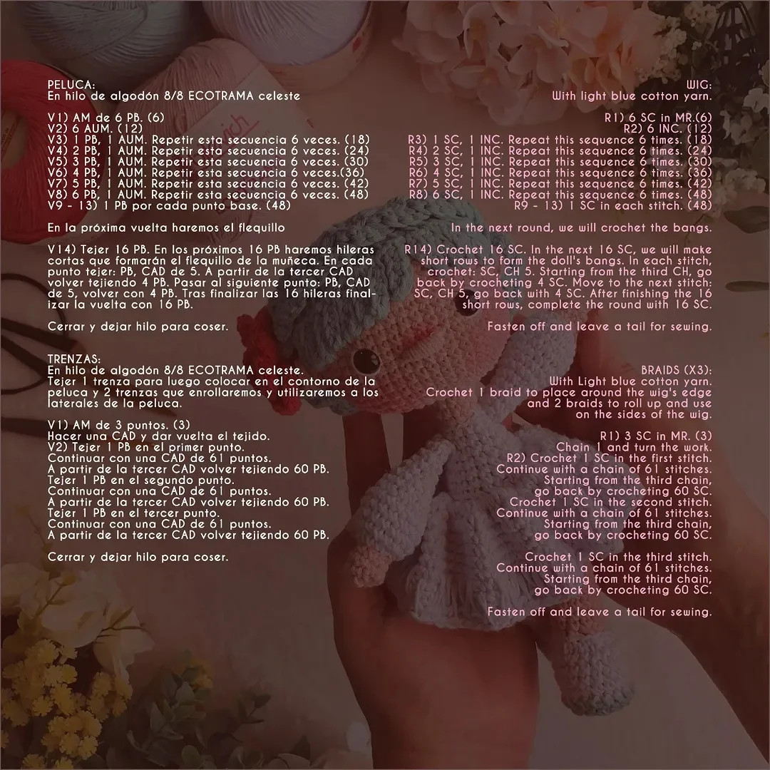 Gráfico de amigurumi: Muñeca tierna a crochet