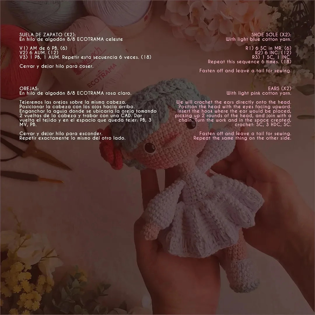 Gráfico de amigurumi: Muñeca tierna a crochet