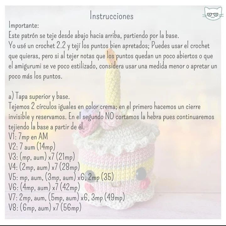 Gráfico de Amigurumi Pastel de Cumpleaños