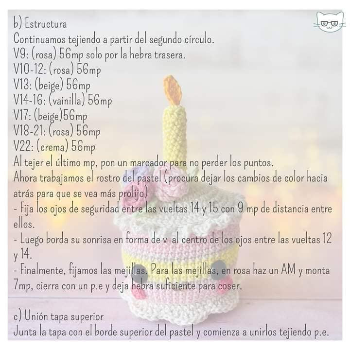 Gráfico de Amigurumi Pastel de Cumpleaños