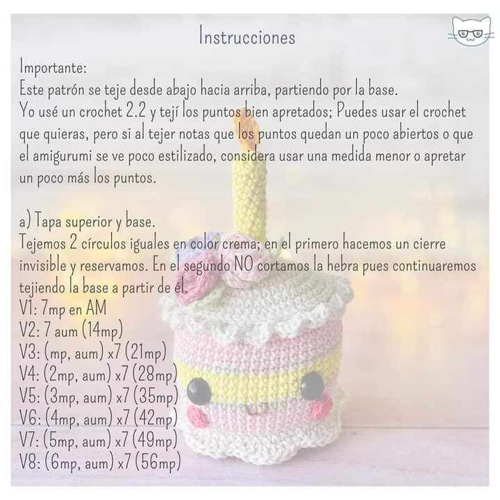 Gráfico de Amigurumi Pastel de Cumpleaños