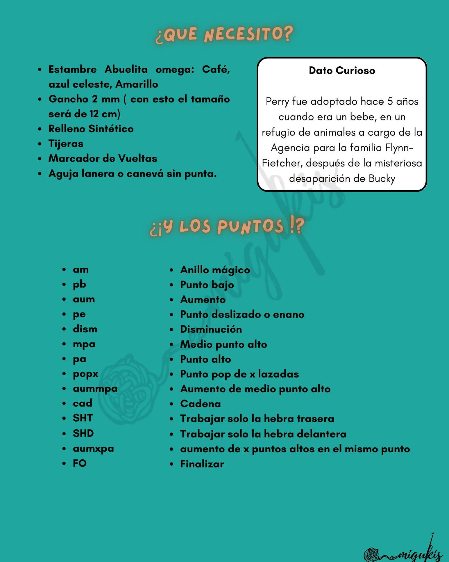 Gráfico de Amigurumi Perry el Ornitorrinco