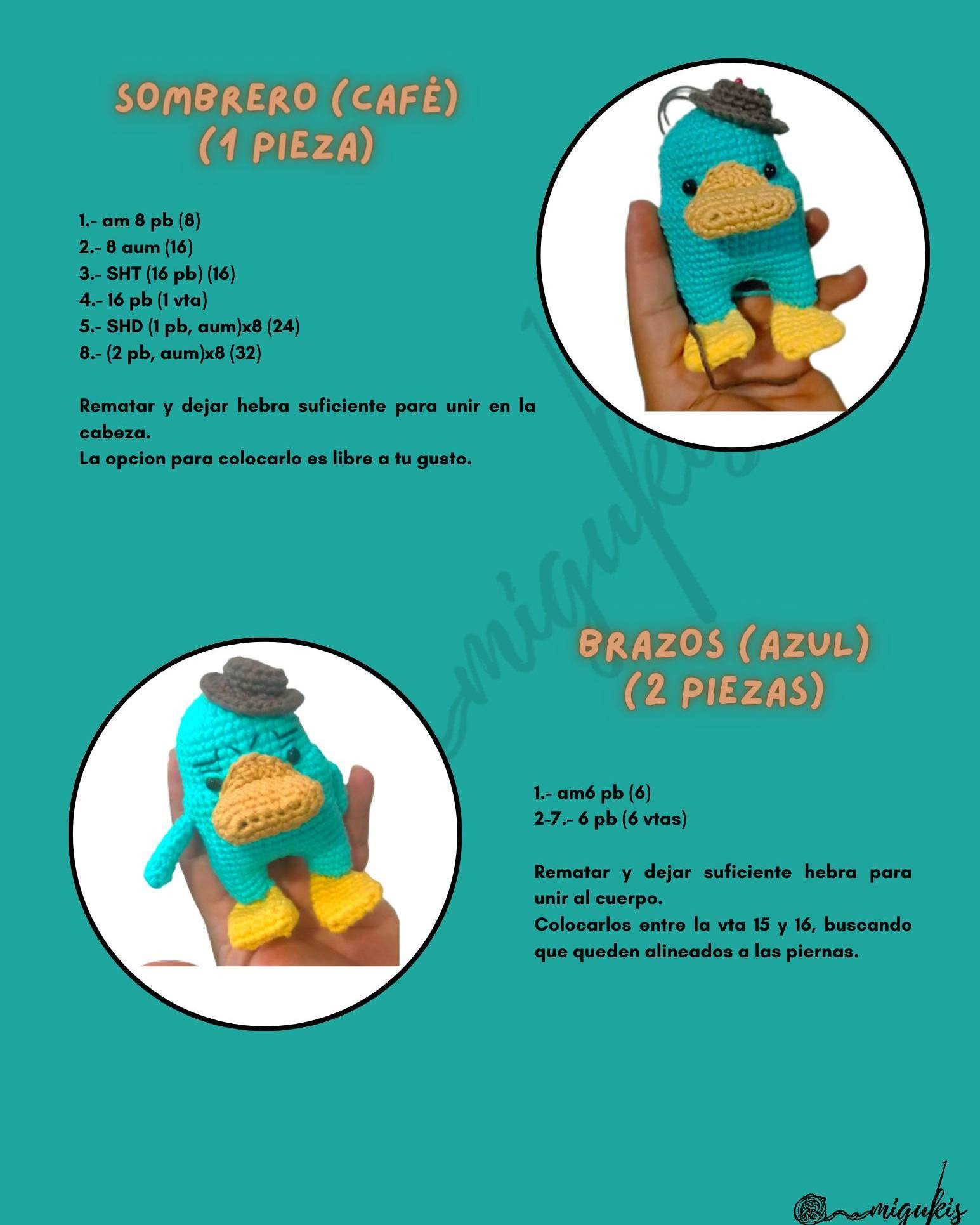 Gráfico de Amigurumi Perry el Ornitorrinco