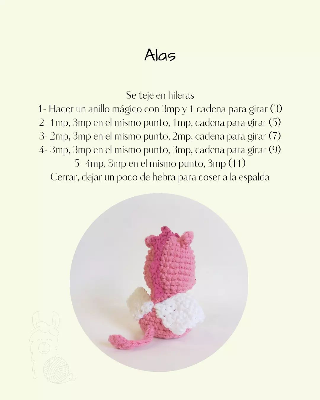 Gráfico de amigurumi: tierno dragón rosa con alas