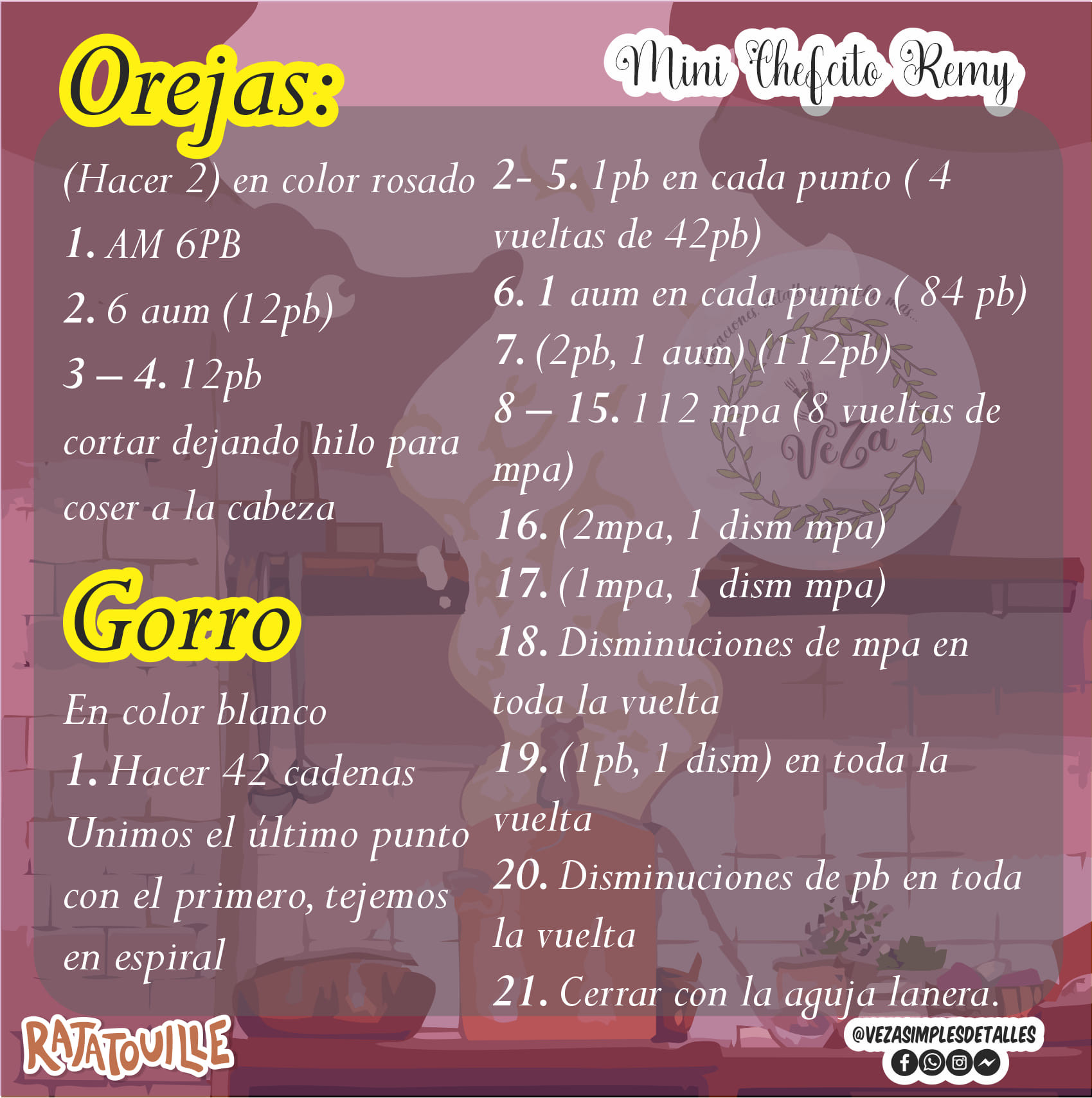 Gráfico de amigurumi: Topo chef con cuchara