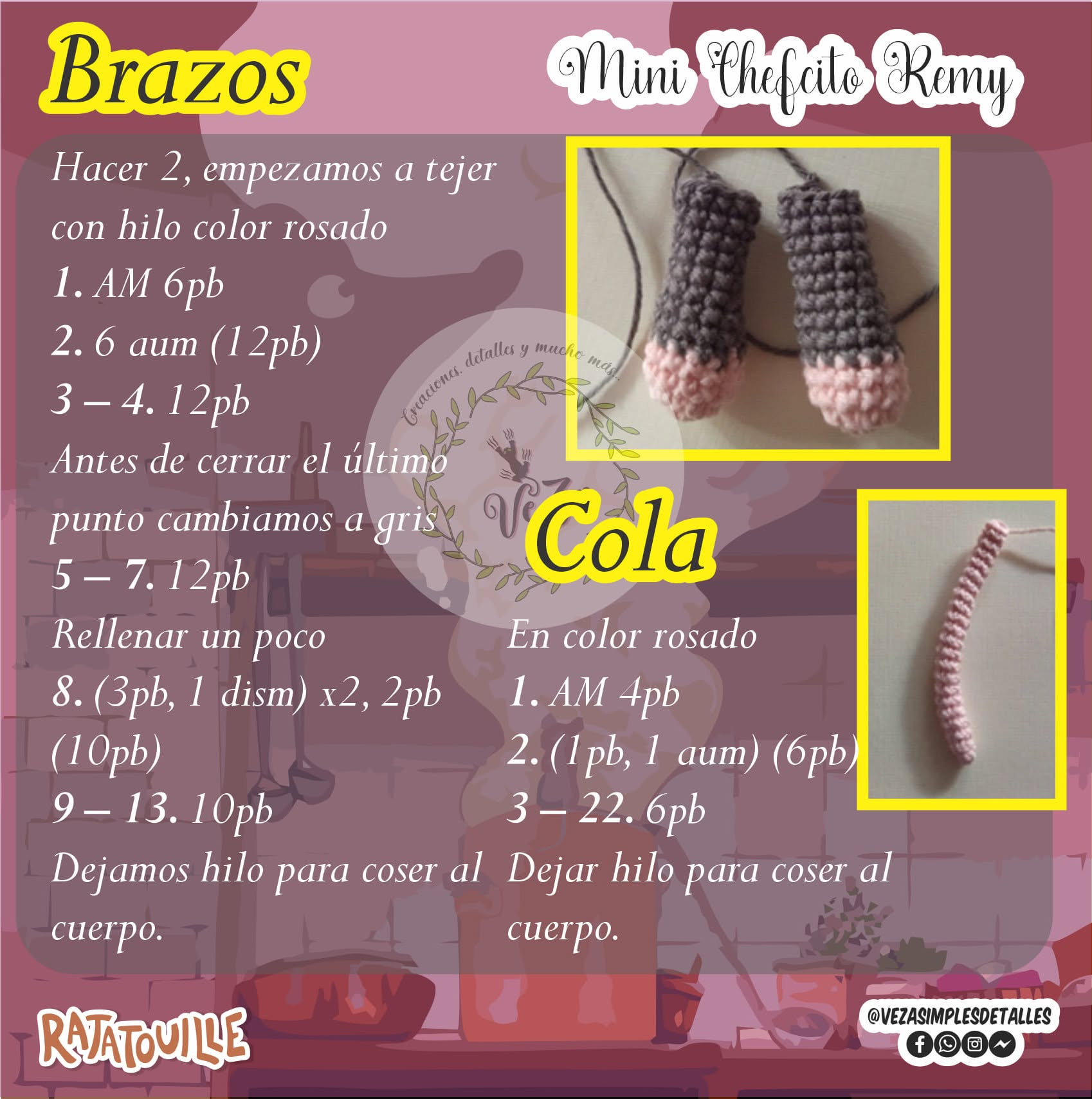 Gráfico de amigurumi: Topo chef con cuchara
