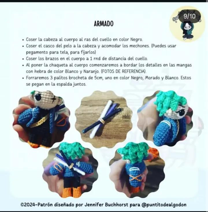 Gráfico de amigurumi Zoro Eddhead gratuito