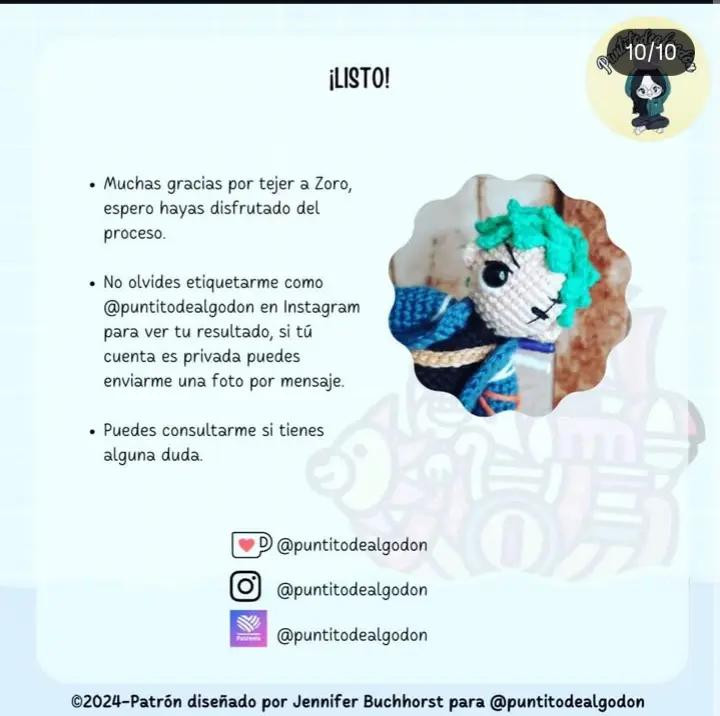 Gráfico de amigurumi Zoro Eddhead gratuito