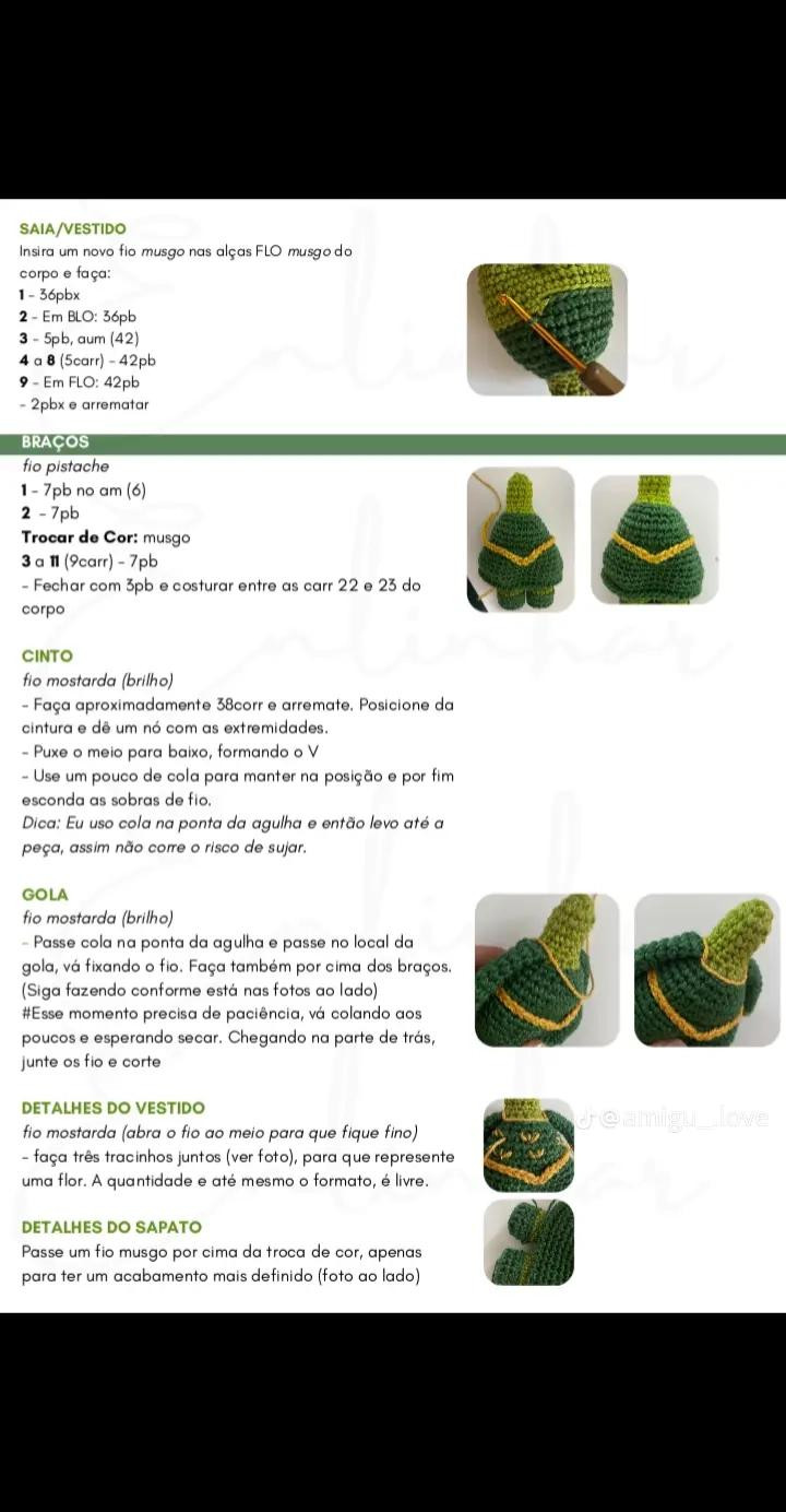Gráfico de crochê amigurumi da Fiona do Shrek